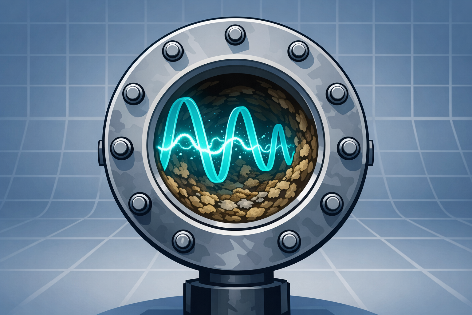 Illustration of sonic resonance inside fouled pipe or tube